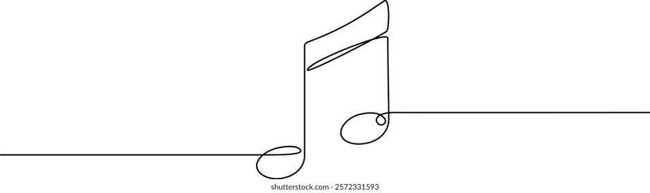 continuous single line drawing of musical notes, music line art vector illustration