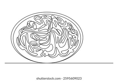 continuous single line drawing noodles with a plate