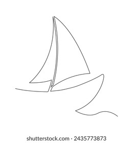 Kontinuierliche Single Line Zeichnung auf Segelboot Vactor Art.