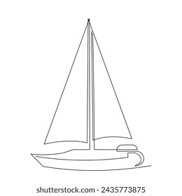 Continuous single line drawing on sailboat vactor art.