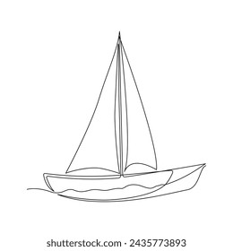 Dibujo continuo de una sola línea en el arte del vector del velero.