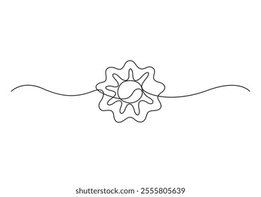 Continuous single line drawing of open pearl shell. Simple illustration of shell with pearl outline vector illustration