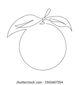 Dibujo continuo de una sola línea de una naranja. Dibujar un fruto entero con una sola línea. Estilo abstracto. Cítricos de línea continua. Ilustración vectorial minimalista sobre fondo aislado blanco.