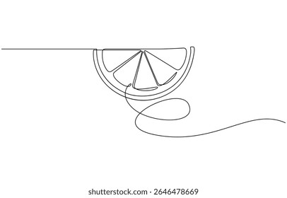 Continuous single line drawing of orange fruit, Orange fruit in one line art drawing style, Minimal black line sketch on white background, citrus vector illustration. Editable outline