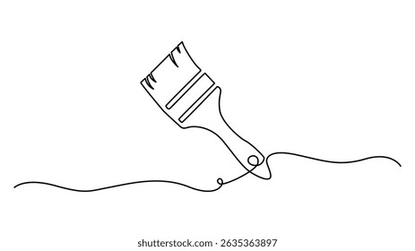 Continuous Single Line Drawing of a Paint Brush