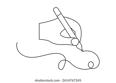 
Continuous single line drawing of pen outline vector art style                                                                                 
