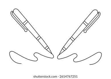 
Continuous single line drawing of pen outline vector art style                                                                                 