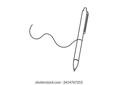 
Continuous single line drawing of pen outline vector art style                                                                                 