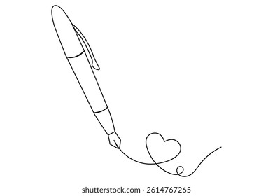 
Continuous single line drawing of pen outline vector art style                                                                                 