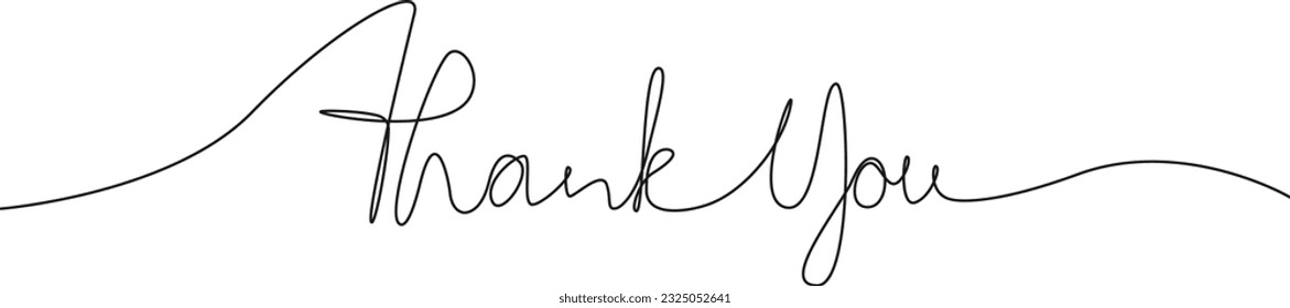 continuous single line drawing of phrase THANK YOU, line art vector illustration