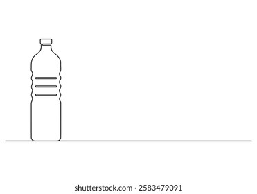 Continuous single line drawing of plastic water bottle. One line drawing illustration of water bottle. Vector illustration