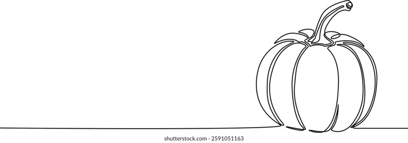 continuous single line drawing of a pumpkin, line art vector illustration