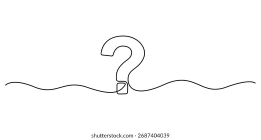 Continuous single line drawing of a question mark. Question mark icon continuous one line drawing and minimalist style isolated on white background vector illustration