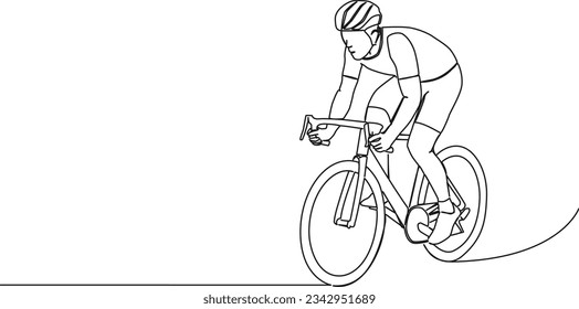 dibujo continuo de una sola línea de ciclista de carreras en bicicleta de carreras, ilustración vectorial de arte de línea