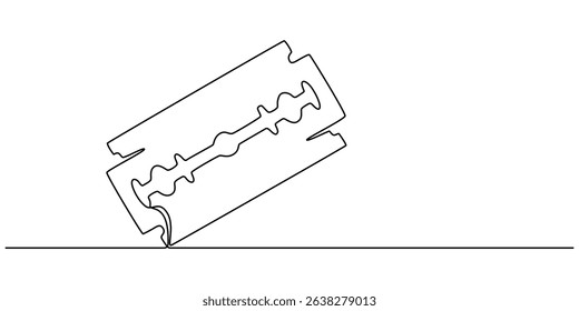 Continuous single line drawing of razor hand drawn picture silhouette line art cutting blade razor vector illustration, razor blade continuous line vector illustration, Line art cutting blade razor.