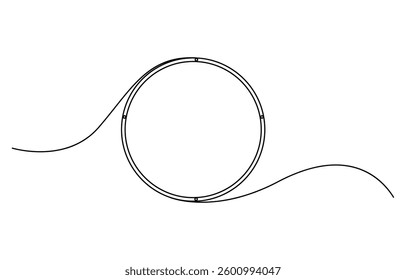 Continuous single line drawing of round frame. One line icon of frame, Continuous line drawing of a circle. Single line drawing circle. Outline of a round frame on a white background