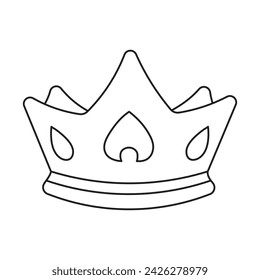 Continuous single line drawing of royal crown simple king crown outline vector art illustration design.