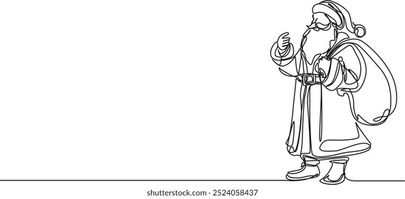 dibujo continuo de una sola línea de Santa Claus, Ilustración vectorial de arte de línea