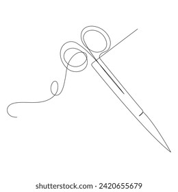 dibujo continuo de una sola línea de tijeras dibujo de arte e ilustración diseño de símbolos de tijeras