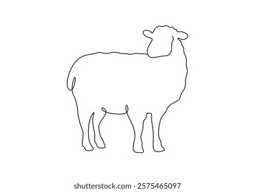 Continuous single line drawing of sheep. Isolated on white background vector illustration