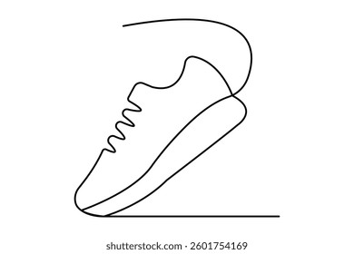 
Continuous single line drawing of shoe outline vector art design                                                                              