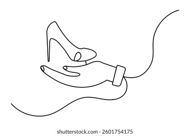 
Continuous single line drawing of shoe outline vector art design                                                                              