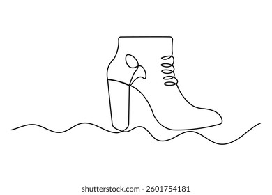 
Continuous single line drawing of shoe outline vector art design                                                                              
