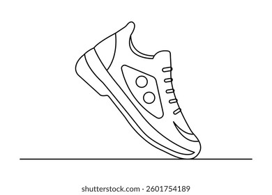 
Continuous single line drawing of shoe outline vector art design                                                                              