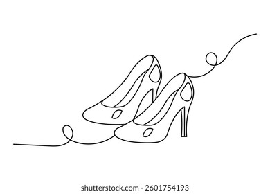 
Continuous single line drawing of shoe outline vector art design                                                                              