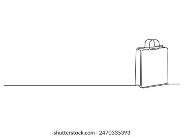 Dibujo continuo de una sola línea del bolso de compras Bolso de papel simple Ilustración vectorial de arte de una línea