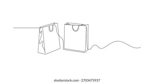 Continuous single line drawing of shopping bag design