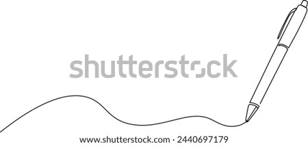 continuous single line drawing of sketching or writing with ballpoint pen, line art vector illustration
