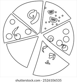 Dibujo continuo de una sola línea de rebanada de concepto de pizza caliente Ilustración vectorial del día mundial de la comida 