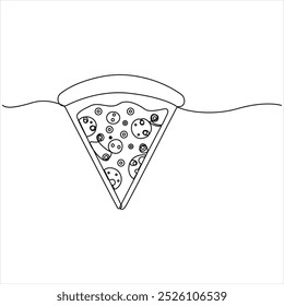 Dibujo continuo de una sola línea de rebanada de concepto de pizza caliente Ilustración vectorial del día mundial de la comida 