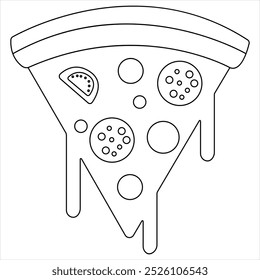 Dibujo continuo de una sola línea de rebanada de concepto de pizza caliente Ilustración vectorial del día mundial de la comida 