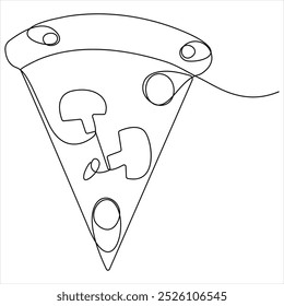 Dibujo continuo de una sola línea de rebanada de concepto de pizza caliente Ilustración vectorial del día mundial de la comida 