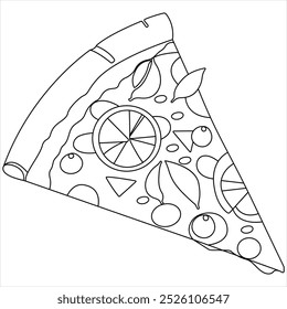 Dibujo continuo de una sola línea de rebanada de concepto de pizza caliente Ilustración vectorial del día mundial de la comida 