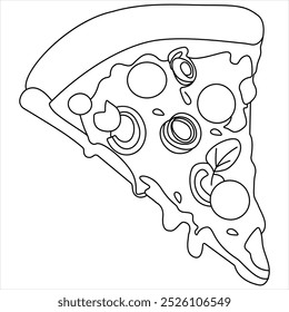 Dibujo continuo de una sola línea de rebanada de concepto de pizza caliente Ilustración vectorial del día mundial de la comida 