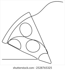 Dibujo continuo de una sola línea de rebanada de concepto de pizza caliente Ilustración vectorial del día mundial de la comida