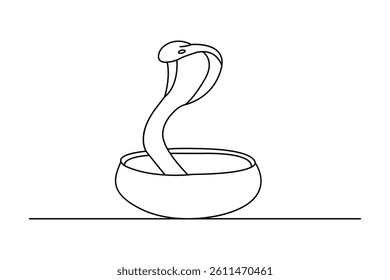 Continuous single line drawing of snake outline isolated vector art design