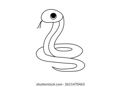 Continuous single line drawing of snake outline isolated vector art design