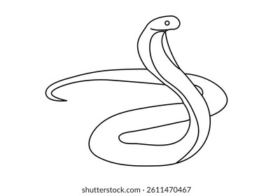 Continuous single line drawing of snake outline isolated vector art design