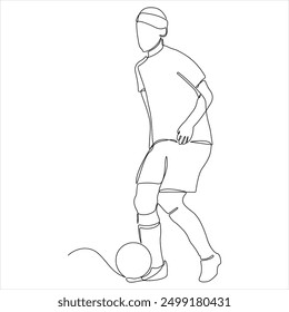 Dibujo continuo de una sola línea del jugador de fútbol que juega Ilustración vectorial simple del arte de la línea del jugador de fútbol.