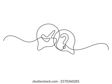 Continuous single line drawing of speech bubble doodle Vector illustration