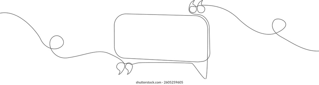 continuous single line drawing of speech bubble with quotation marks