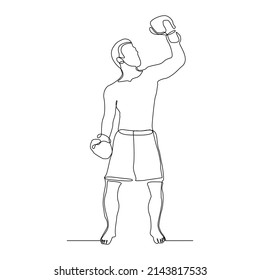 Dibujo continuo de una sola línea de boxeador deportivo hombre punching use guantes vectorial ilustración
