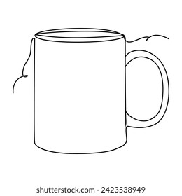 Continuous single line drawing of stylized mug of cappuccino coffee vector mug art drawing and design illustration