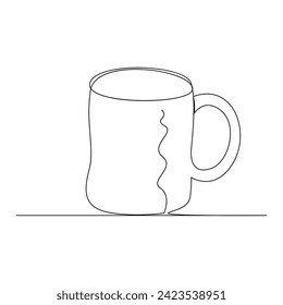 Continuous single line drawing of stylized mug of cappuccino coffee vector mug art drawing and design illustration
