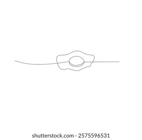 Continuous single line drawing of sunny side up egg logo label. white background,. Modern one line design vector graphic illustration
