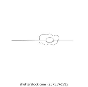 Continuous single line drawing of sunny side up egg logo label. white background,. Modern one line design vector graphic illustration
